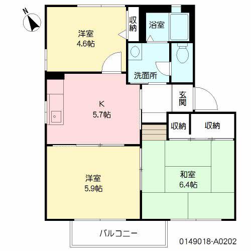 プライマリー薗元 (3K/2階)の間取り写真