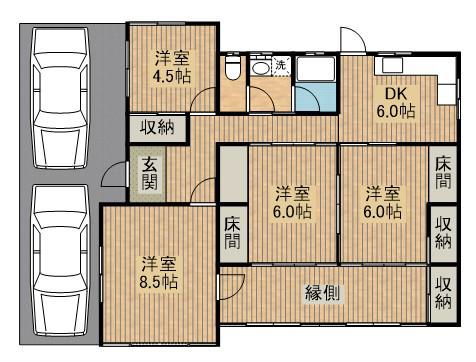 日豊本線 宮崎駅 バス乗車時間：10分 大橋３丁目バス停で下車 徒歩5分 1階建 築54年(4DK)の間取り写真