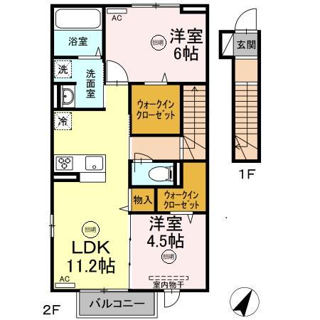 ルミネ マーレ(2LDK/2階)の間取り写真
