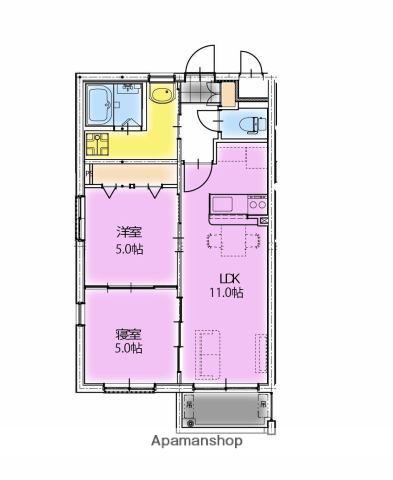 アーベイン潮見(2LDK/2階)の間取り写真