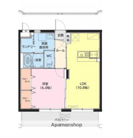 高洲町YMマンション(1LDK/3階)の間取り写真