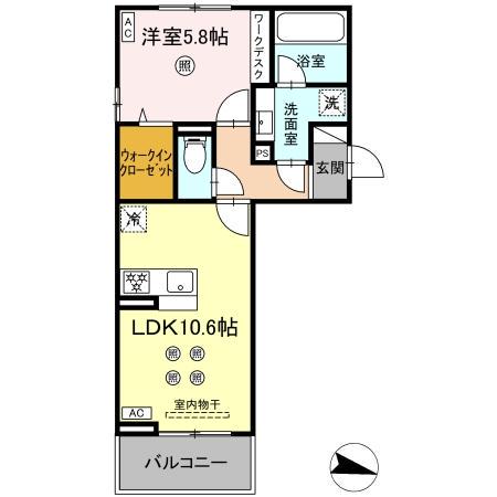 D-RESENA大橋I(1LDK/2階)の間取り写真