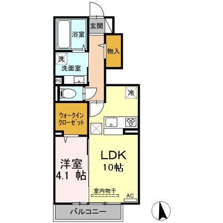 ガーデンリーフ平和台 B棟(1LDK/1階)の間取り写真