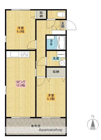 ヴィラハイムⅡ(2LDK/2階)の間取り写真