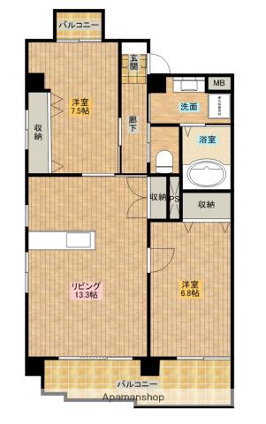 ALTE MEISTER NAKATUSE(2LDK/4階)の間取り写真