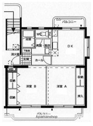 PISO熊野(2DK/1階)の間取り写真