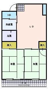 トレジャーハウス黒木(2DK/4階)の間取り写真