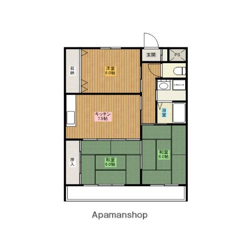 トレジャーコーポ黒木(3DK/1階)の間取り写真