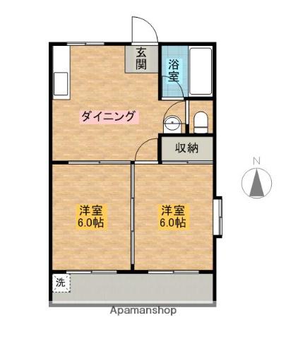 ヴィラ88(2DK/1階)の間取り写真