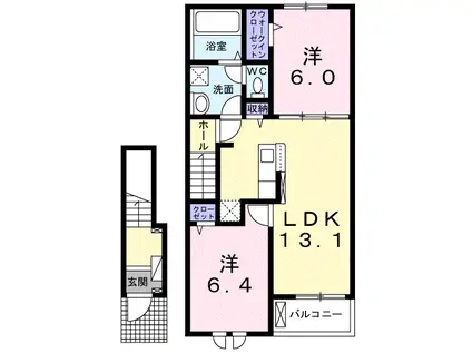 ベラ ヴィータ(2LDK/2階)の間取り写真