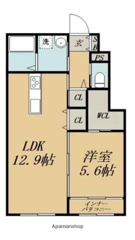 GROWTH TSUNEHISA(1LDK/1階)の間取り写真