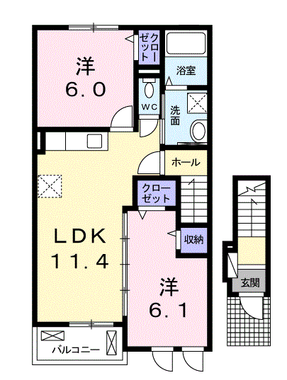 リトル・マーメード(2LDK/2階)の間取り写真