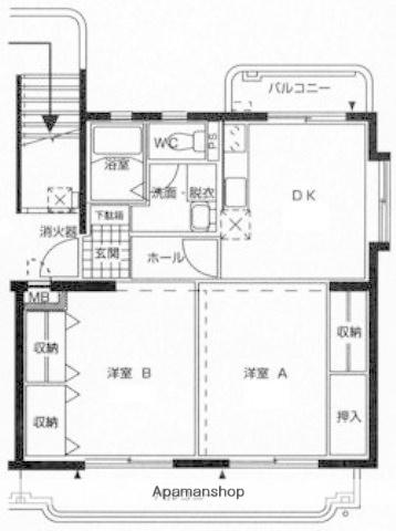PISO熊野(2DK/1階)の間取り写真