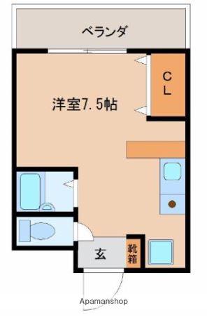 ジョイスⅡ(ワンルーム/1階)の間取り写真