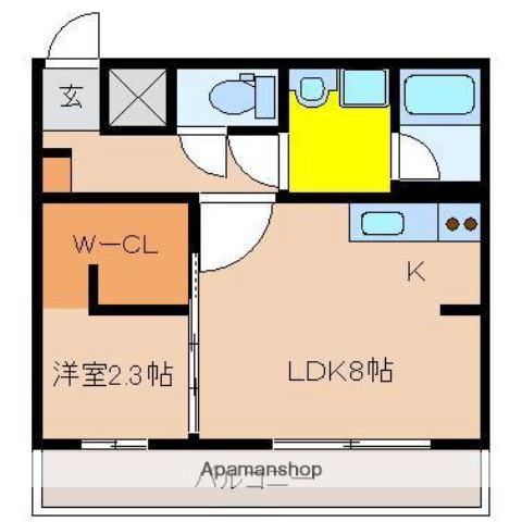リバーコート清武(1LDK/3階)の間取り写真