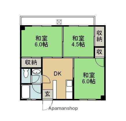 第一岡上ビル(3K/3階)の間取り写真