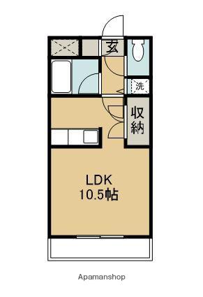 サンデービーチ(ワンルーム/3階)の間取り写真