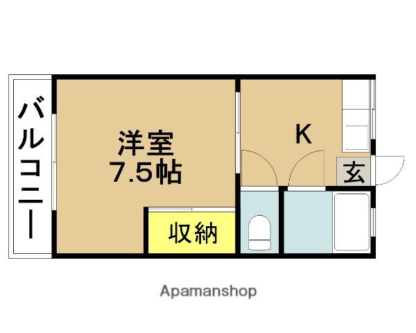 アルカコンネ成富(1K/2階)の間取り写真