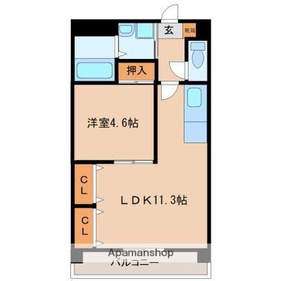 ウエストコースト(1LDK/4階)の間取り写真