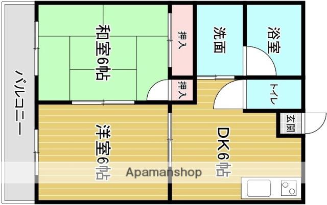 フローラ花山手(2DK/1階)の間取り写真