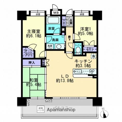 コアマンション橘公園リバーステージ(3LDK/5階)の間取り写真