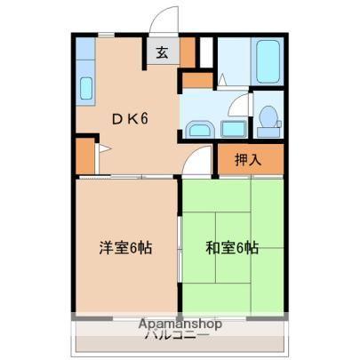 フレグランスMMK(2DK/1階)の間取り写真