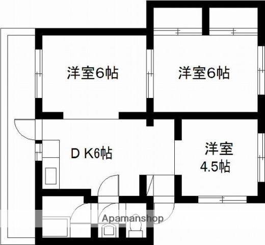 山春ビル霧島(3DK/4階)の間取り写真