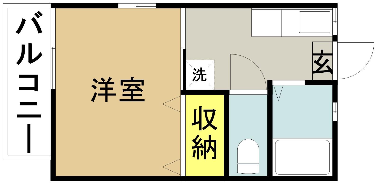 サンハウス(1K/1階)の間取り写真