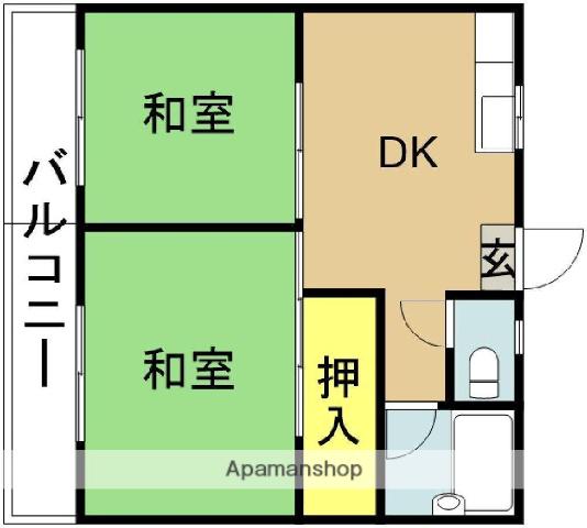 コーポかわの(2DK/2階)の間取り写真