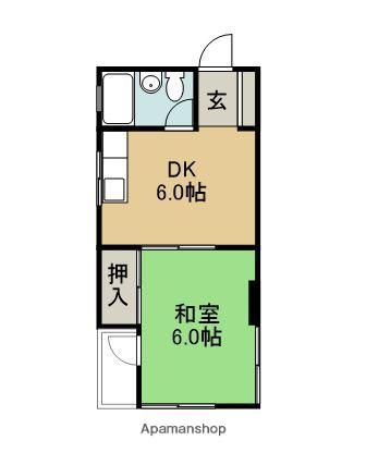 野口ビル(1DK/2階)の間取り写真