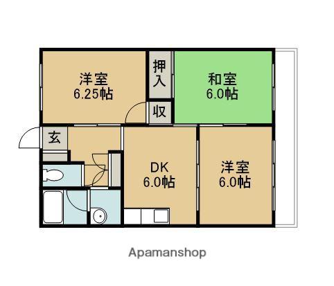 第1重永マンション(3DK/4階)の間取り写真