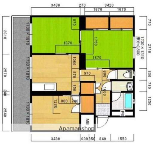 山下ビル(3DK/4階)の間取り写真