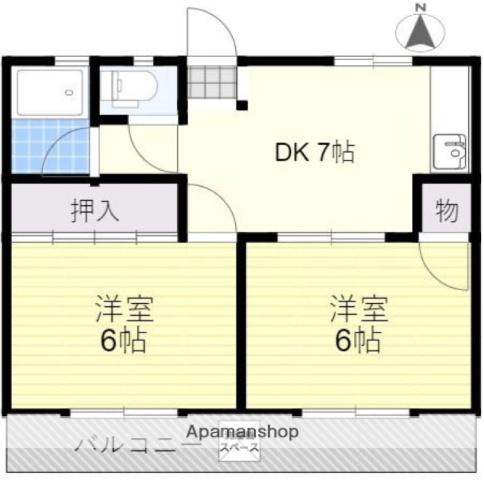 祇園コーポ(2DK/1階)の間取り写真