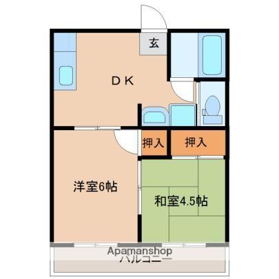 フォーサイト池田台B棟(2DK/2階)の間取り写真