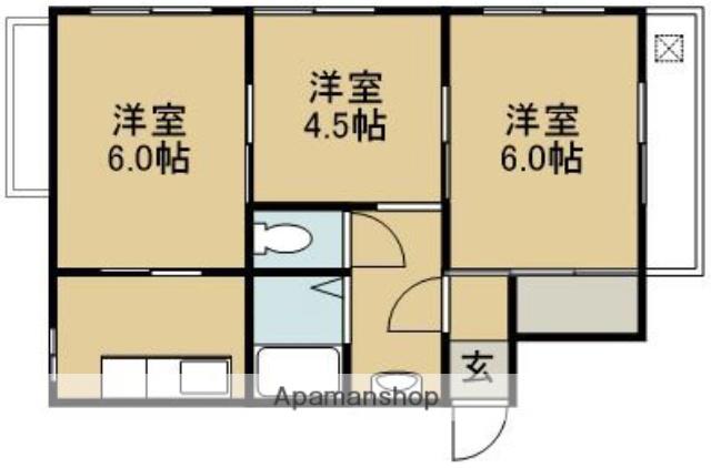 サンライズビル(3K/2階)の間取り写真