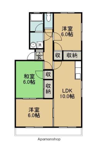 第2野中コーポ(3LDK/1階)の間取り写真