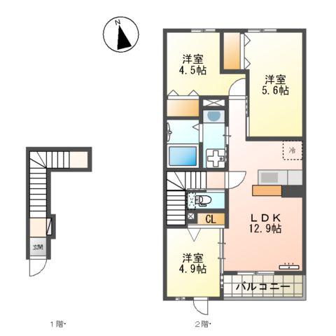ノースフォレスター(3LDK/2階)の間取り写真