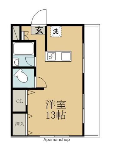 ヴェレッザ清水(ワンルーム/4階)の間取り写真