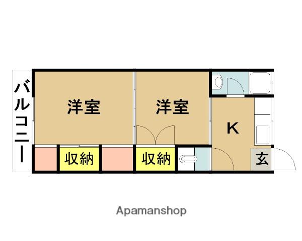 レジデンストピカⅡ(2K/2階)の間取り写真