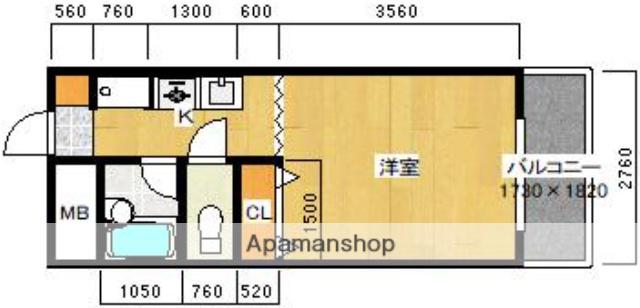 オクトワール宮崎東(1K/3階)の間取り写真