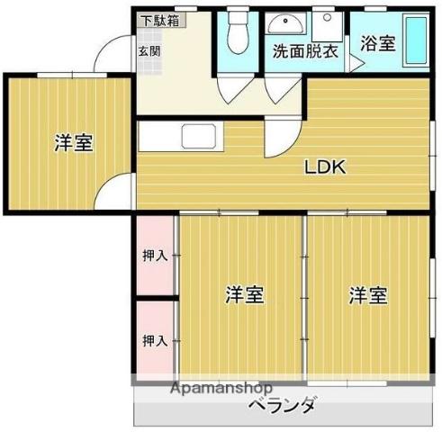 コーポラスフジ(3DK/2階)の間取り写真