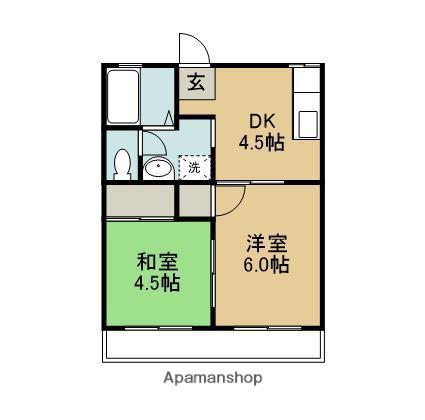 コーポリバー(2DK/2階)の間取り写真