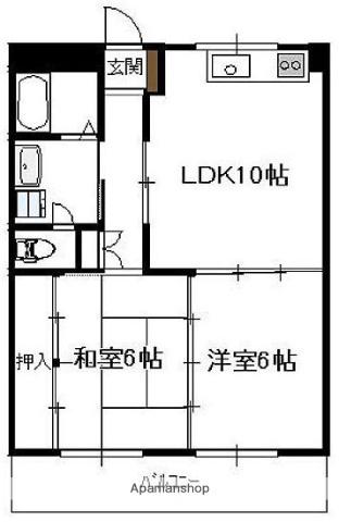 ゆとり98(2DK/6階)の間取り写真
