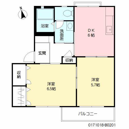 メゾンフリージアB棟(2DK/2階)の間取り写真