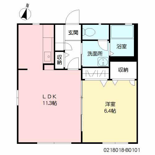 アネックス スズランⅡ B棟(1LDK/1階)の間取り写真