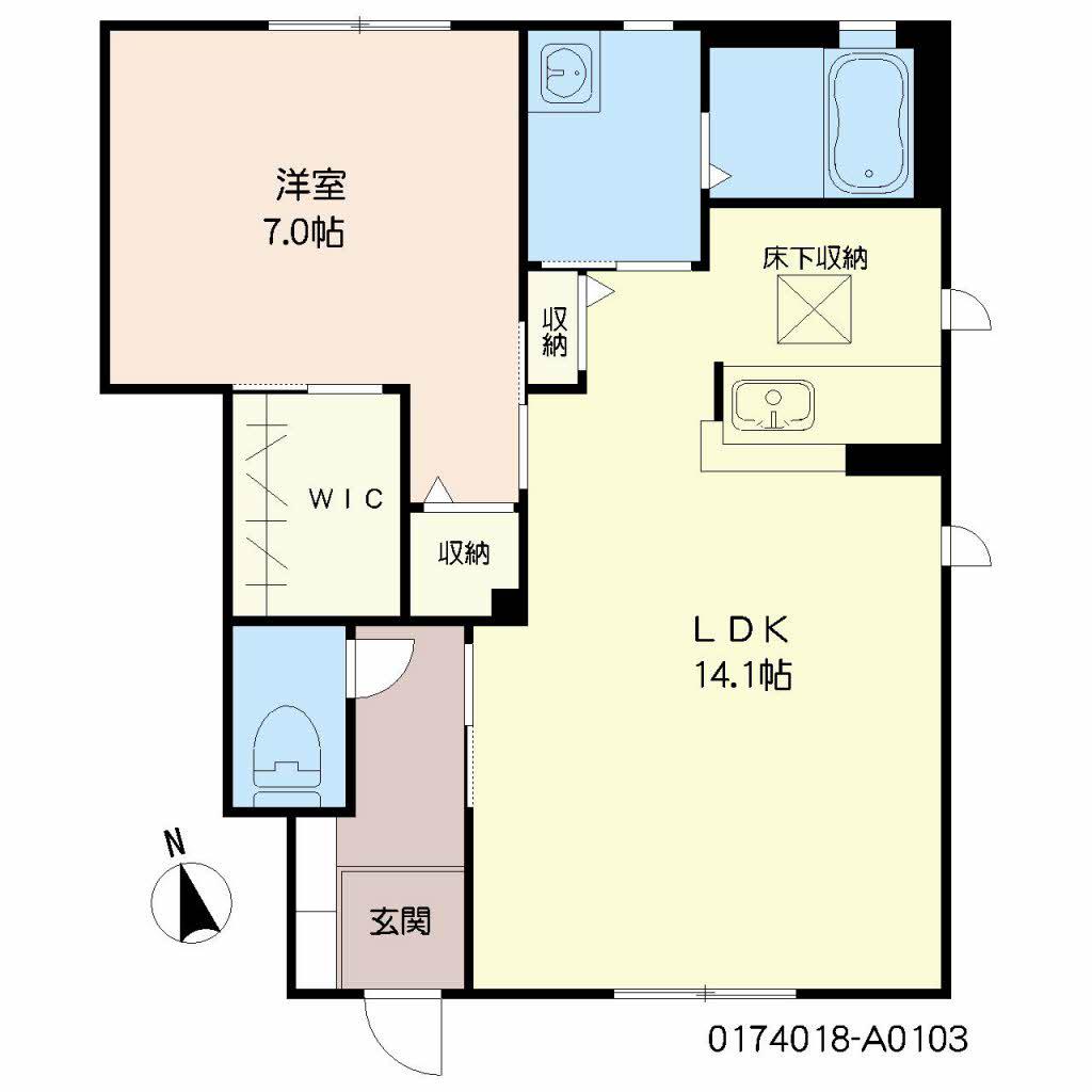 ブランシェ浮之城 (1LDK/1階)の間取り写真