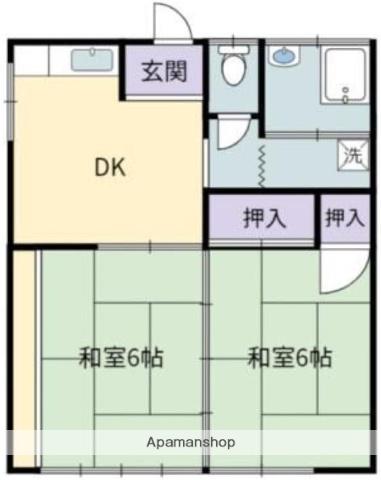 南マンション(2K/1階)の間取り写真