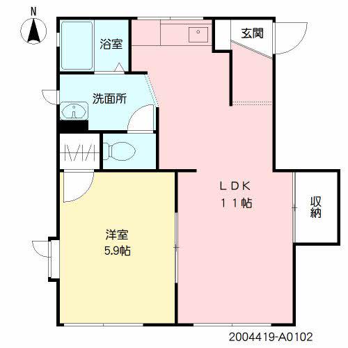 ルナハイツ(1LDK/1階)の間取り写真