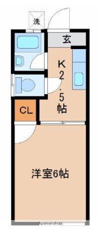 クインテットⅡ(1K/2階)の間取り写真