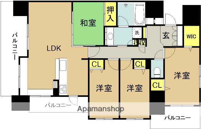 オーヴィジョン柳丸(4LDK/8階)の間取り写真